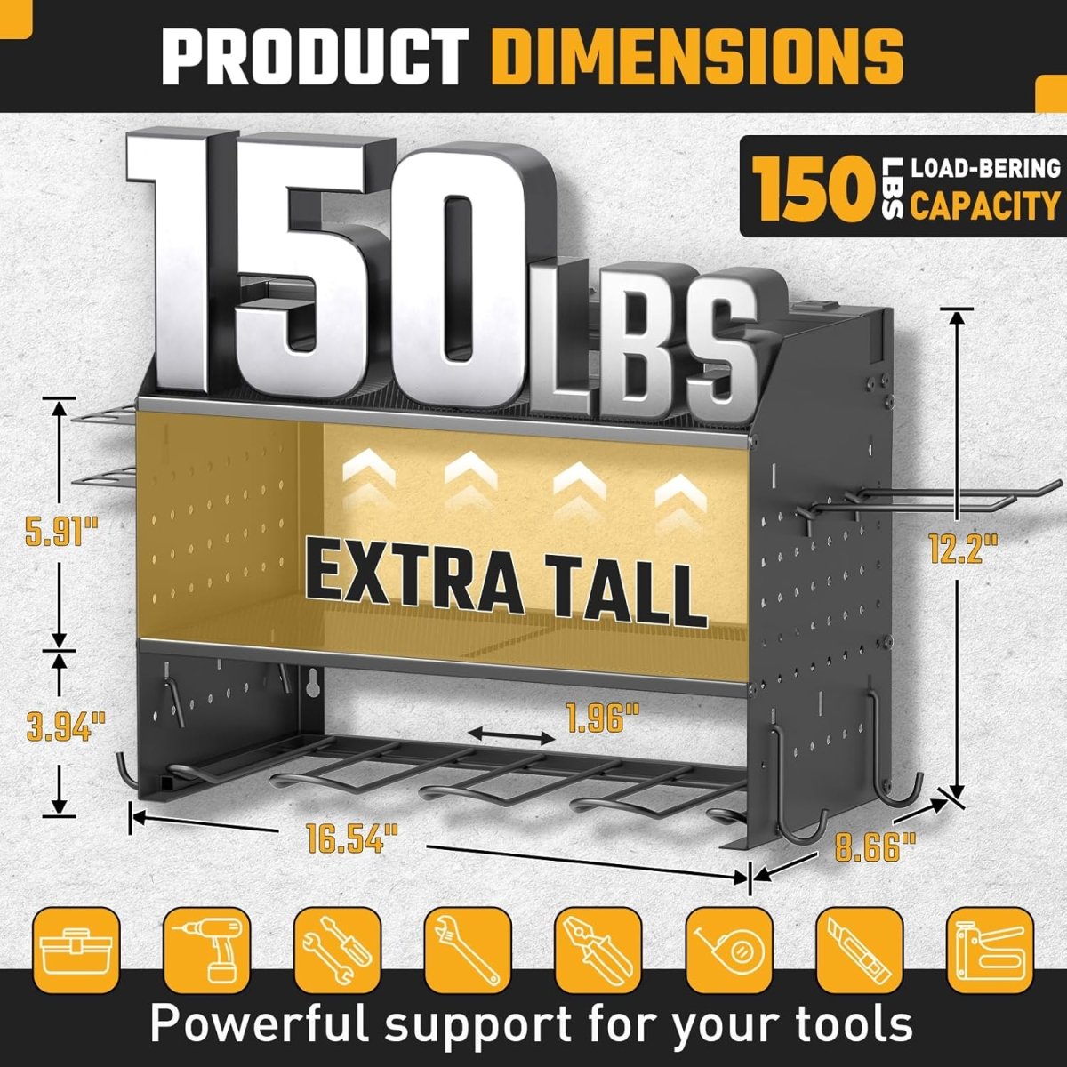 Power Tool Organizer Wall Mount Charging Station 3 Tier Rack - Kwikley