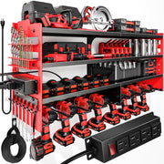 Power Tool Organizer Wall Mount Red 4 Tier Charging Rack - Kwikley