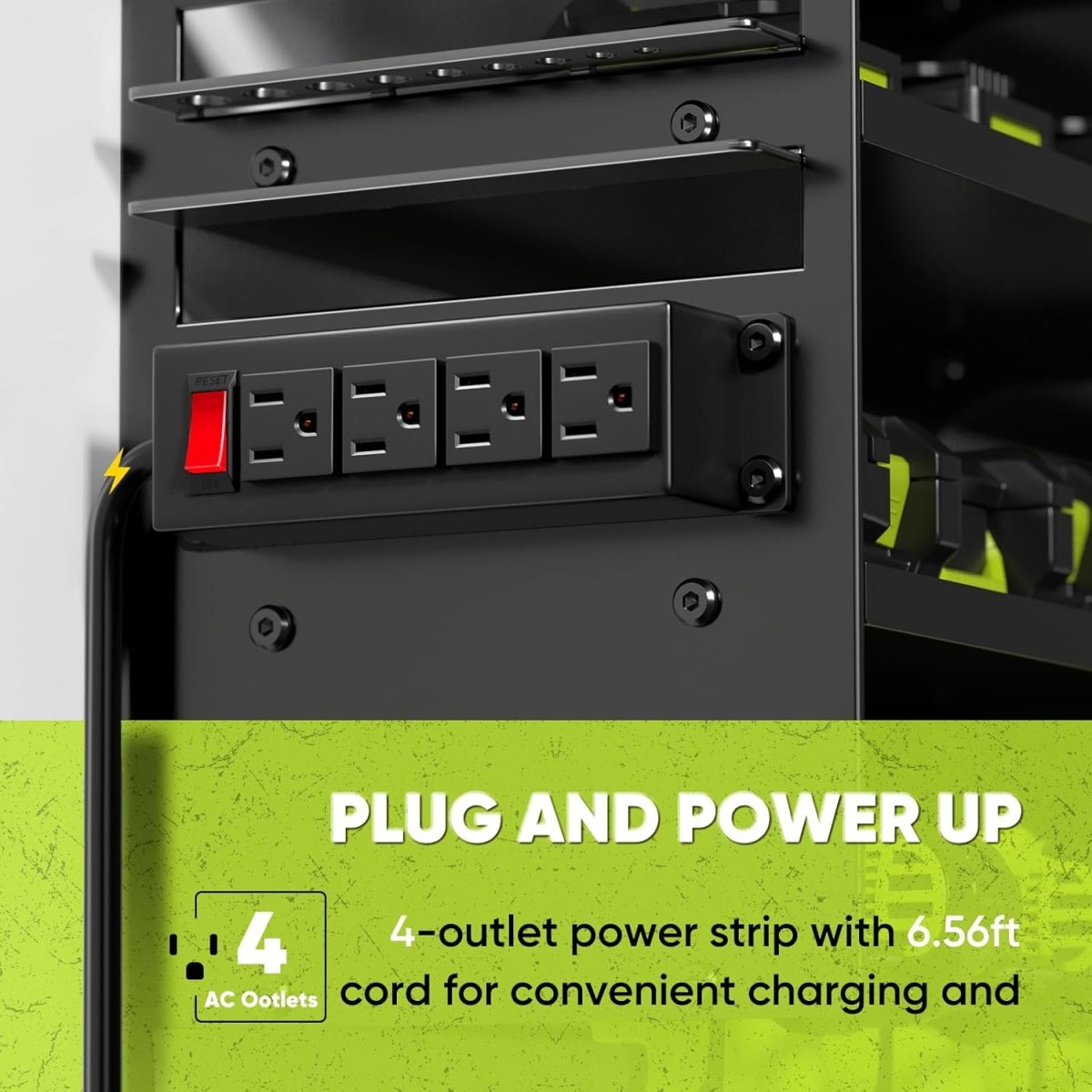 Power Tool Organizer Wall Mount with Charging Station 4 Tier Rack - Kwikley