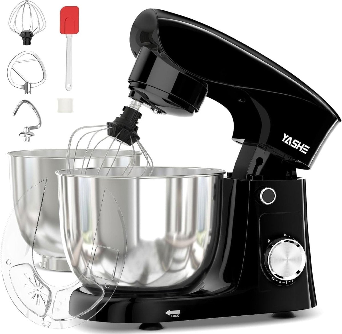 Powerful 1500W Stand Mixer 4.5+5L Bowls 10 Speeds Tilt - Head Dough Beater - Kwikley