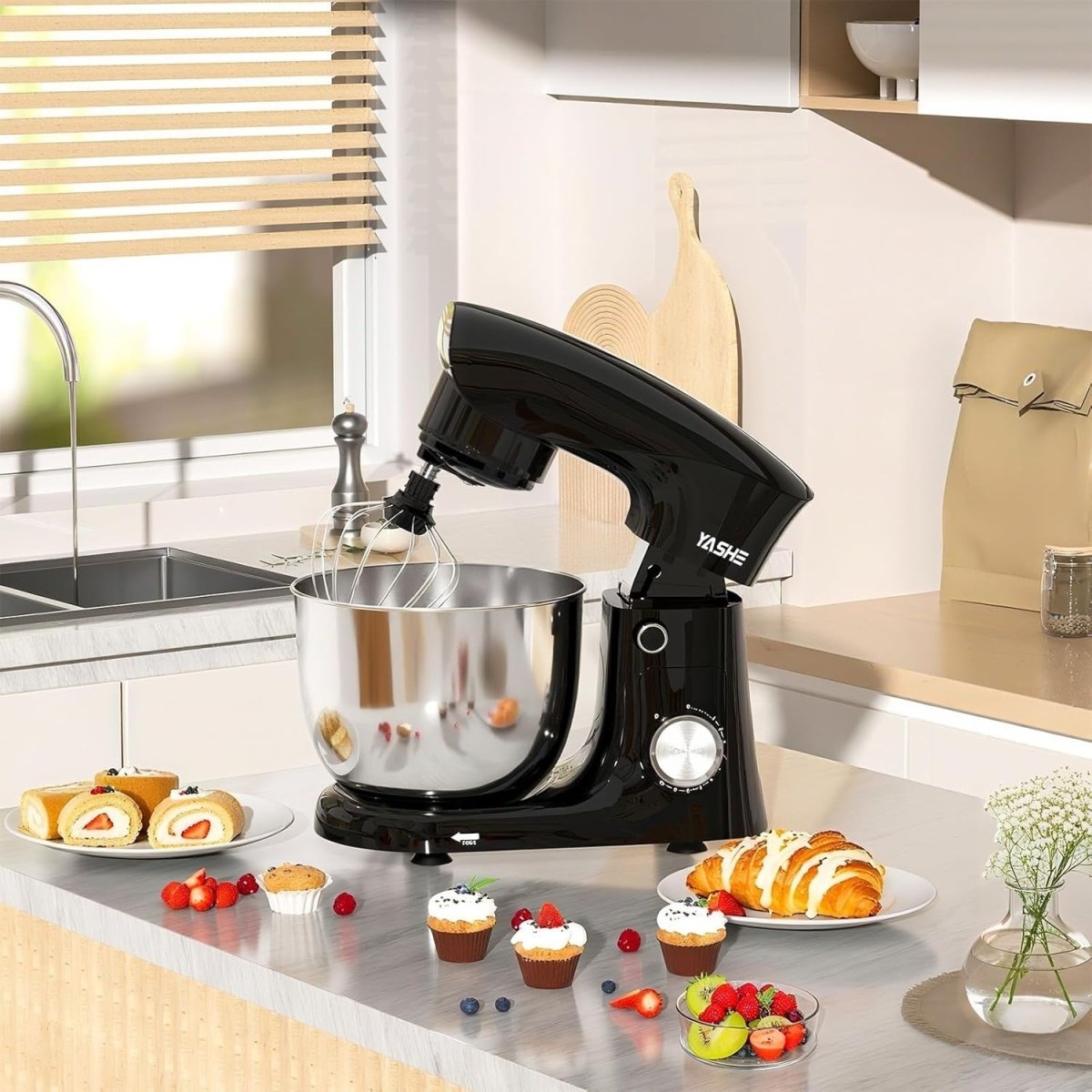 Powerful 1500W Stand Mixer 4.5+5L Bowls 10 Speeds Tilt - Head Dough Beater - Kwikley