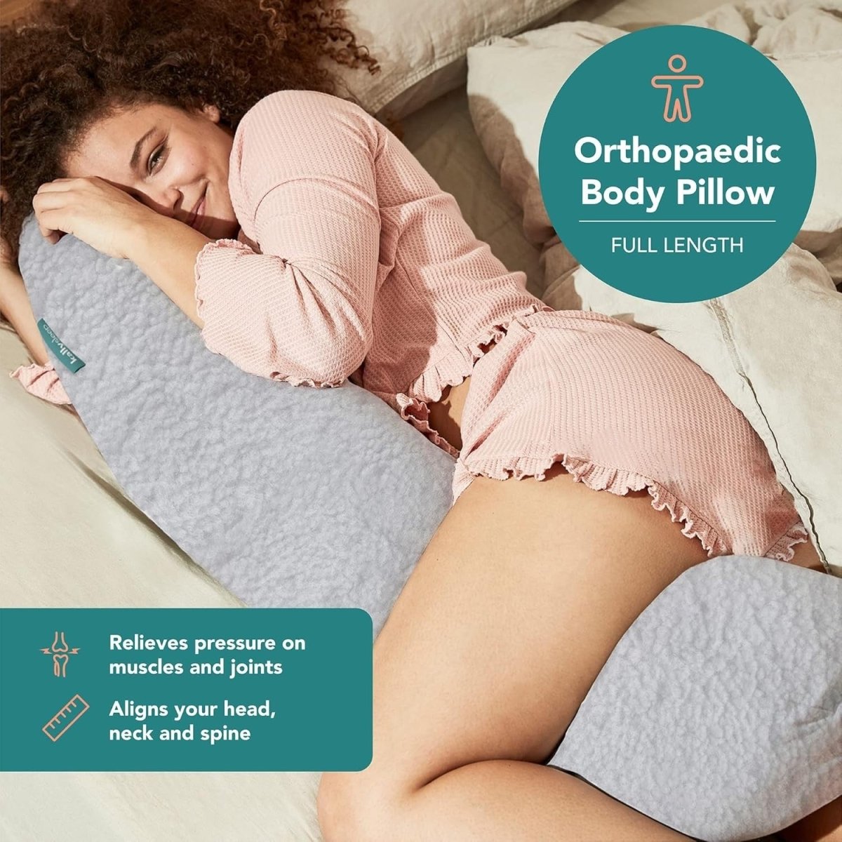 Pregnancy Body Pillow Full Length Maternity Support Neck Back Pain Relief - Kwikley