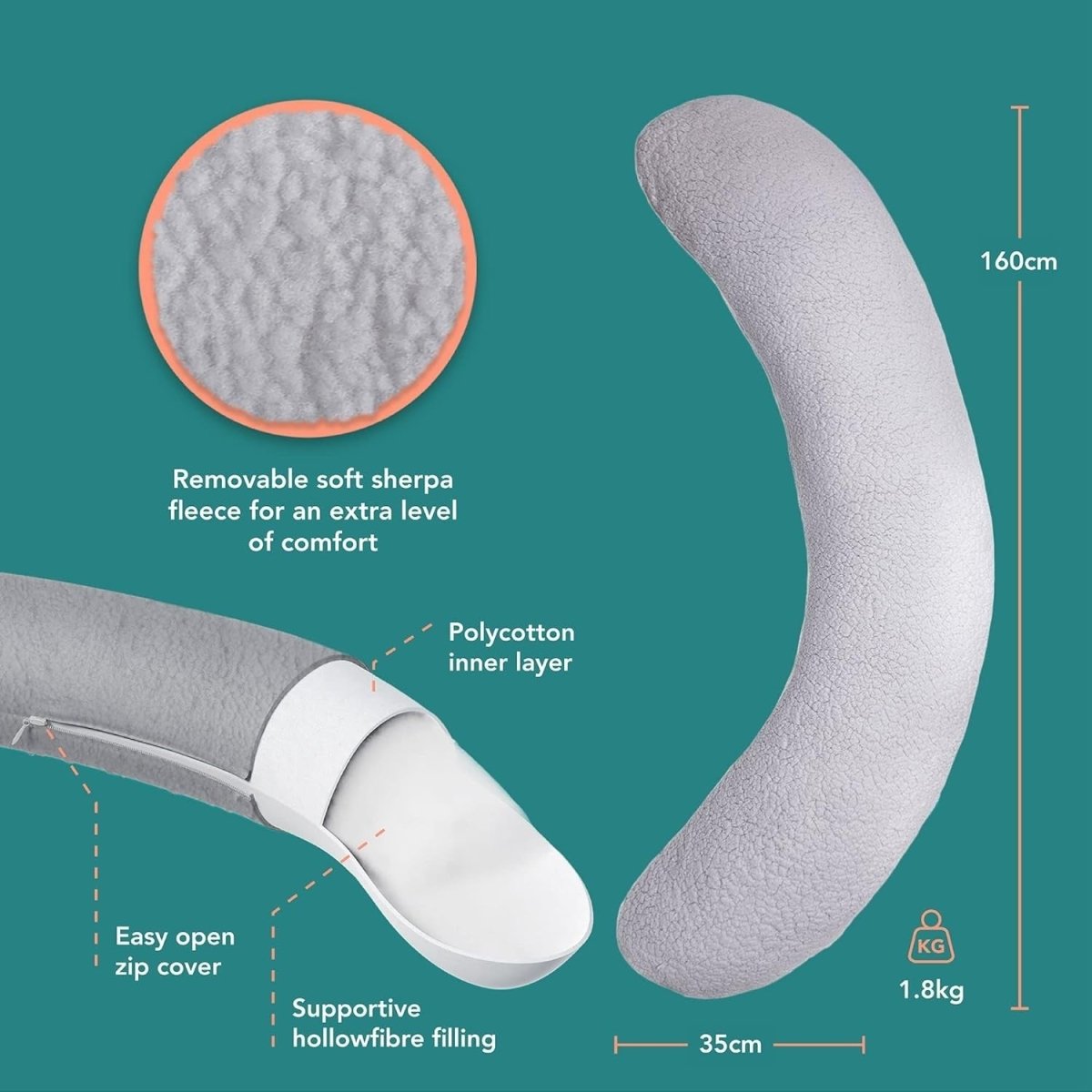 Pregnancy Body Pillow Full Length Maternity Support Neck Back Pain Relief - Kwikley