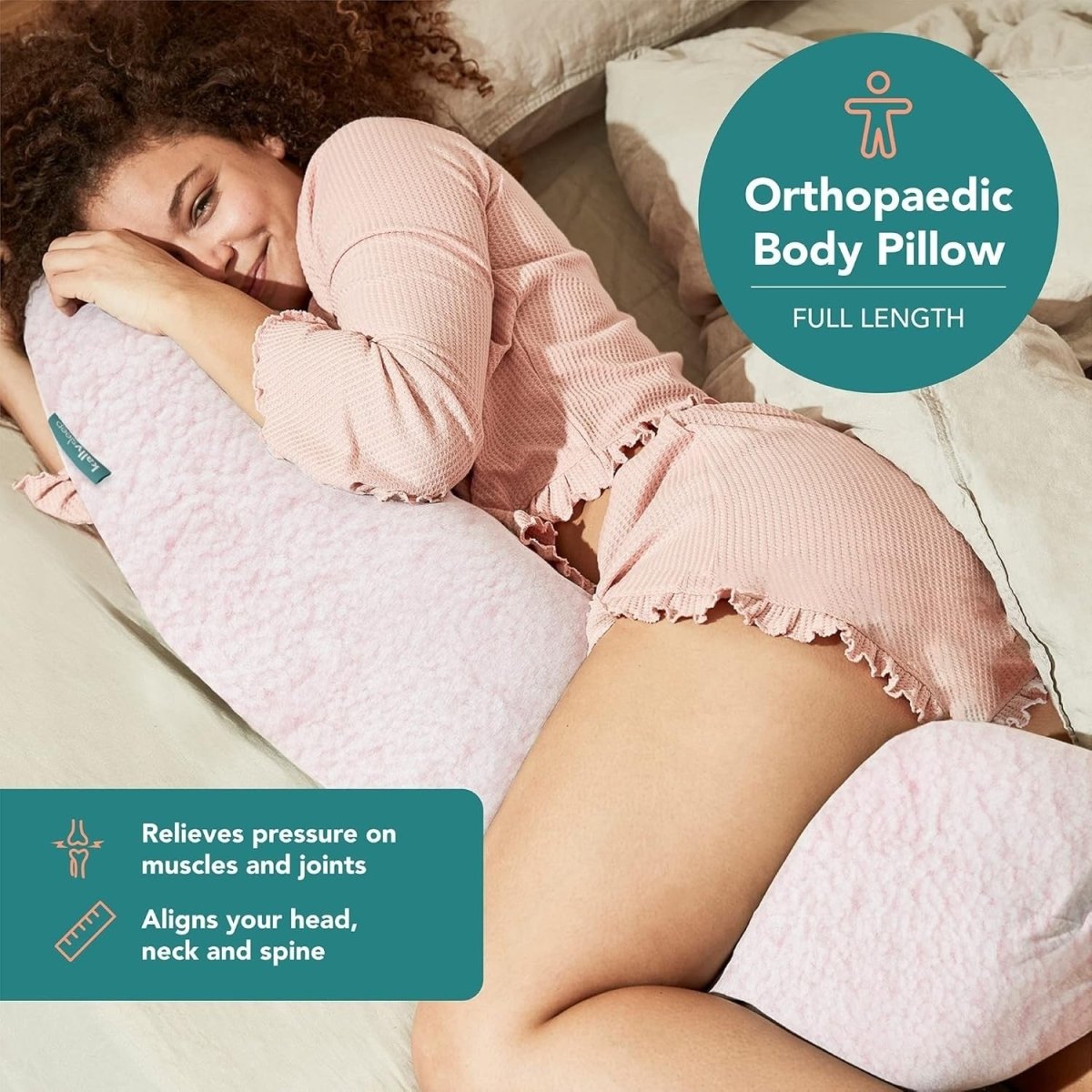 Pregnancy Full Body Pillow Back Hip Support Soft Sherpa Side Sleeper - Kwikley