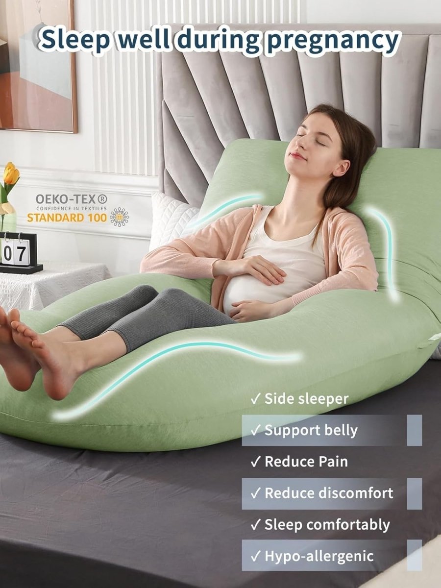 Pregnancy Pillow 60in Full Body J Shape Maternity Support Back Belly Legs - Kwikley