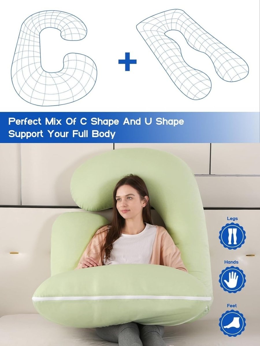 Pregnancy Pillow 60in Full Body J Shape Maternity Support Back Belly Legs - Kwikley