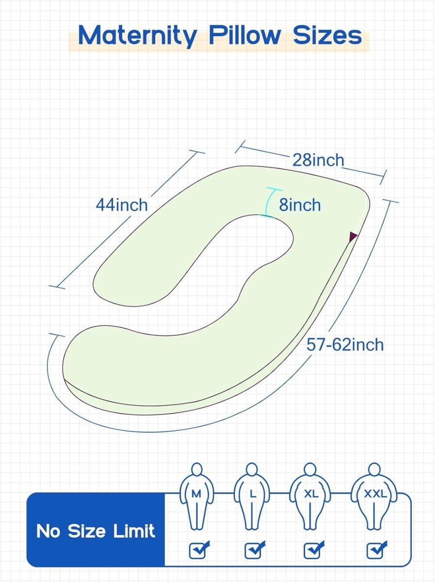 Pregnancy Pillow 60in Full Body J Shape Maternity Support Back Belly Legs - Kwikley