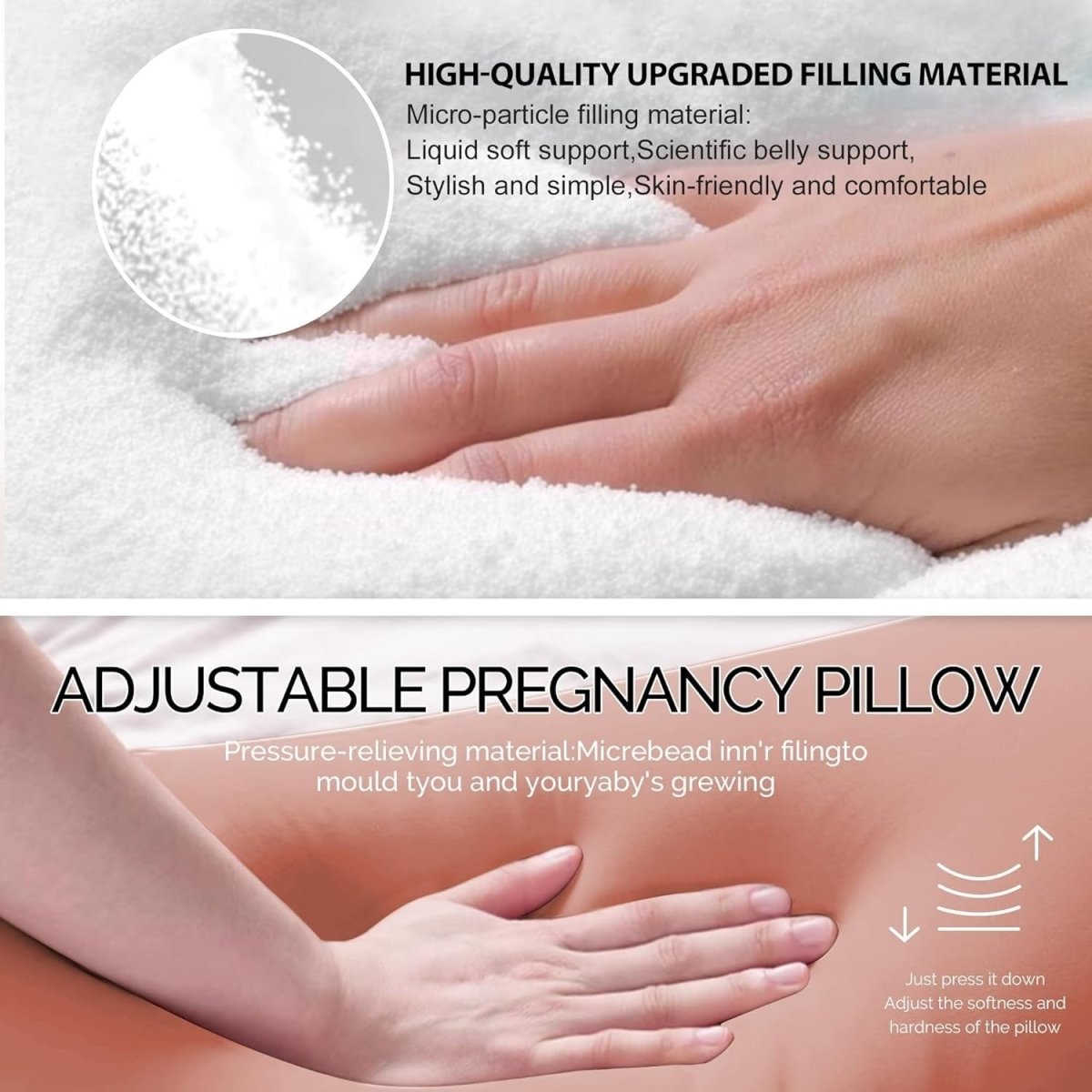 Pregnancy Pillow Full Body U Shaped Maternity Support Sleeping Cushion 57" - Kwikley