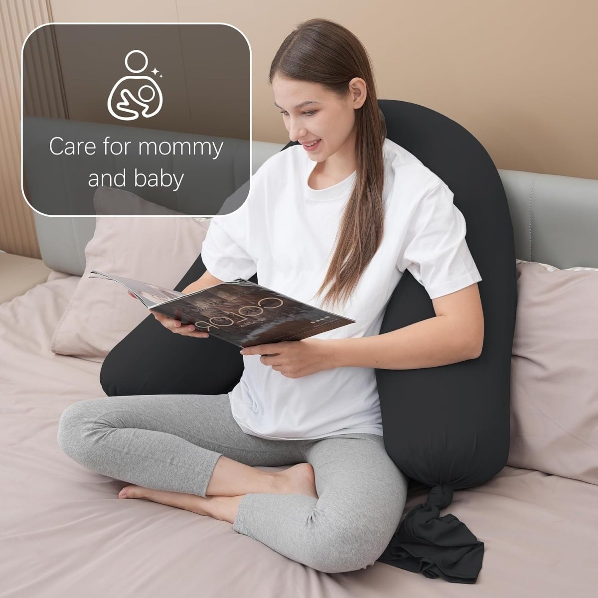 Pregnancy Pillow I Shaped 75” Full Body Maternity Support Side Sleeper - Kwikley
