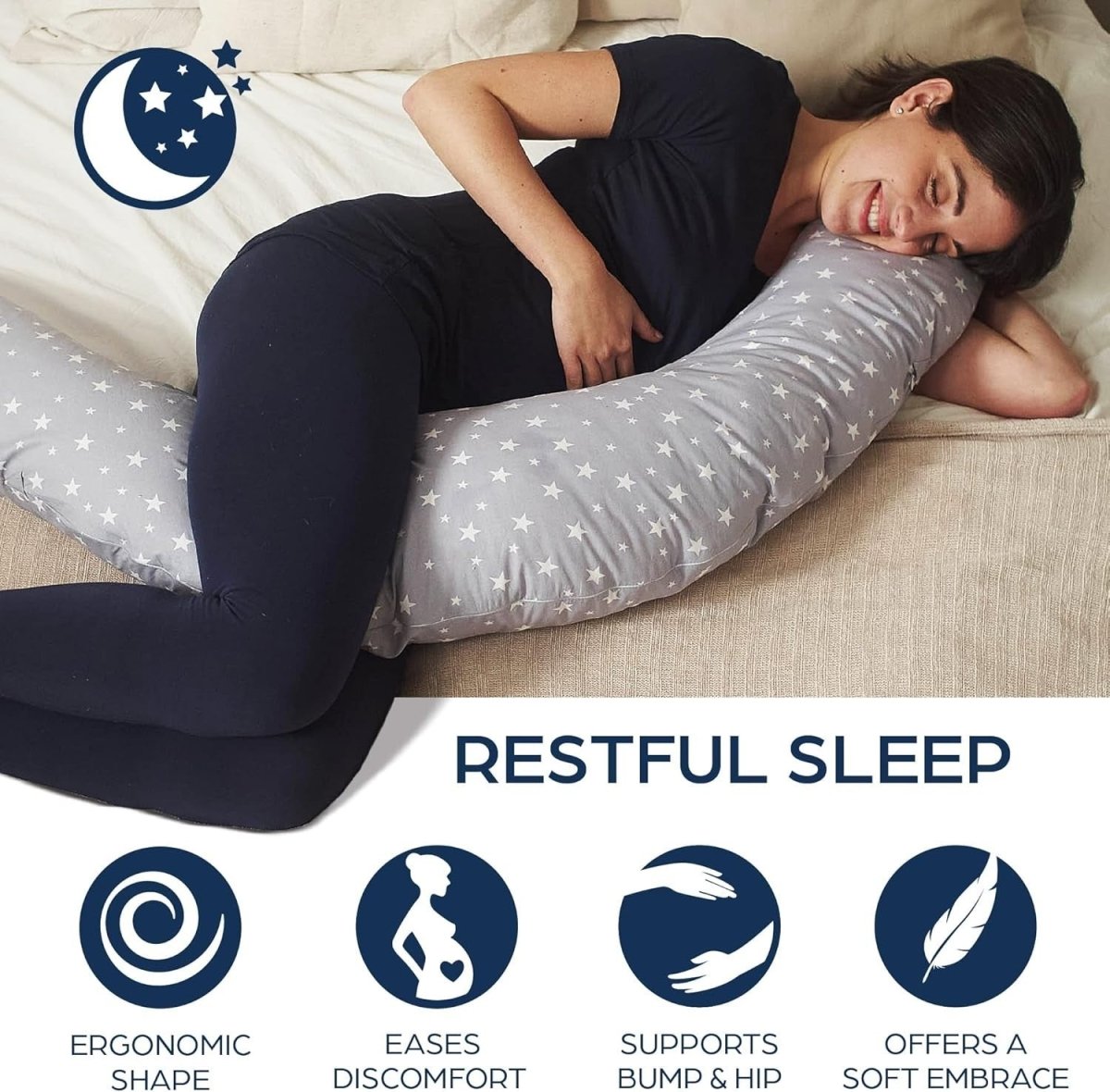 Pregnancy Pillow XXL U Shape Full Body Support for Sleeping & Nursing - Kwikley