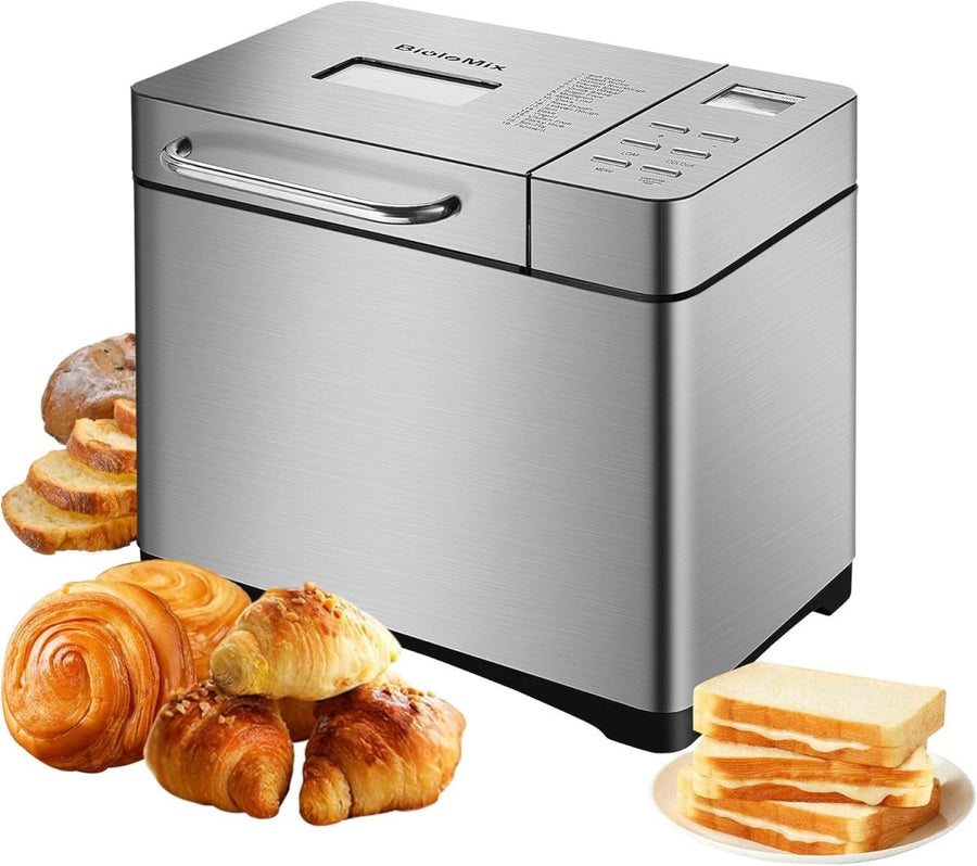 Premium 19 - in - 1 Stainless Steel Bread Maker with Nut Dispenser & Gluten - Free - Kwikley