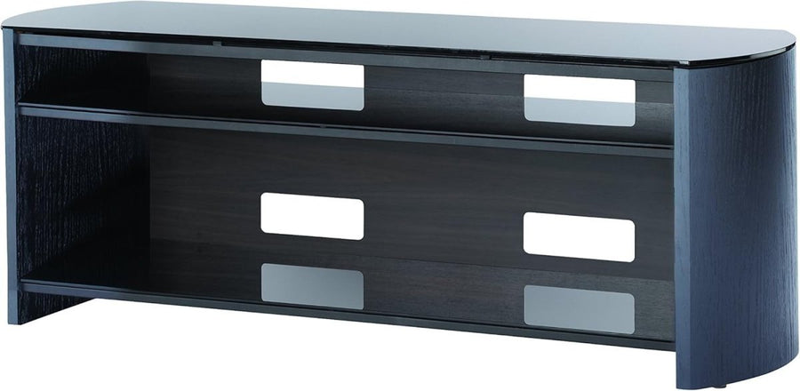 Premium Black Oak TV Stand with Adjustable Glass Shelf & Cable Management - Kwikley