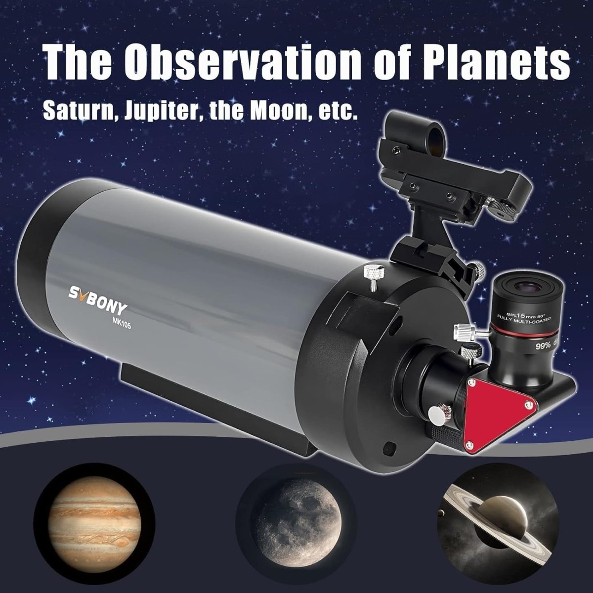 Premium Maksutov Telescope 105mm F13 Long Range Planet Viewing Scope - Kwikley