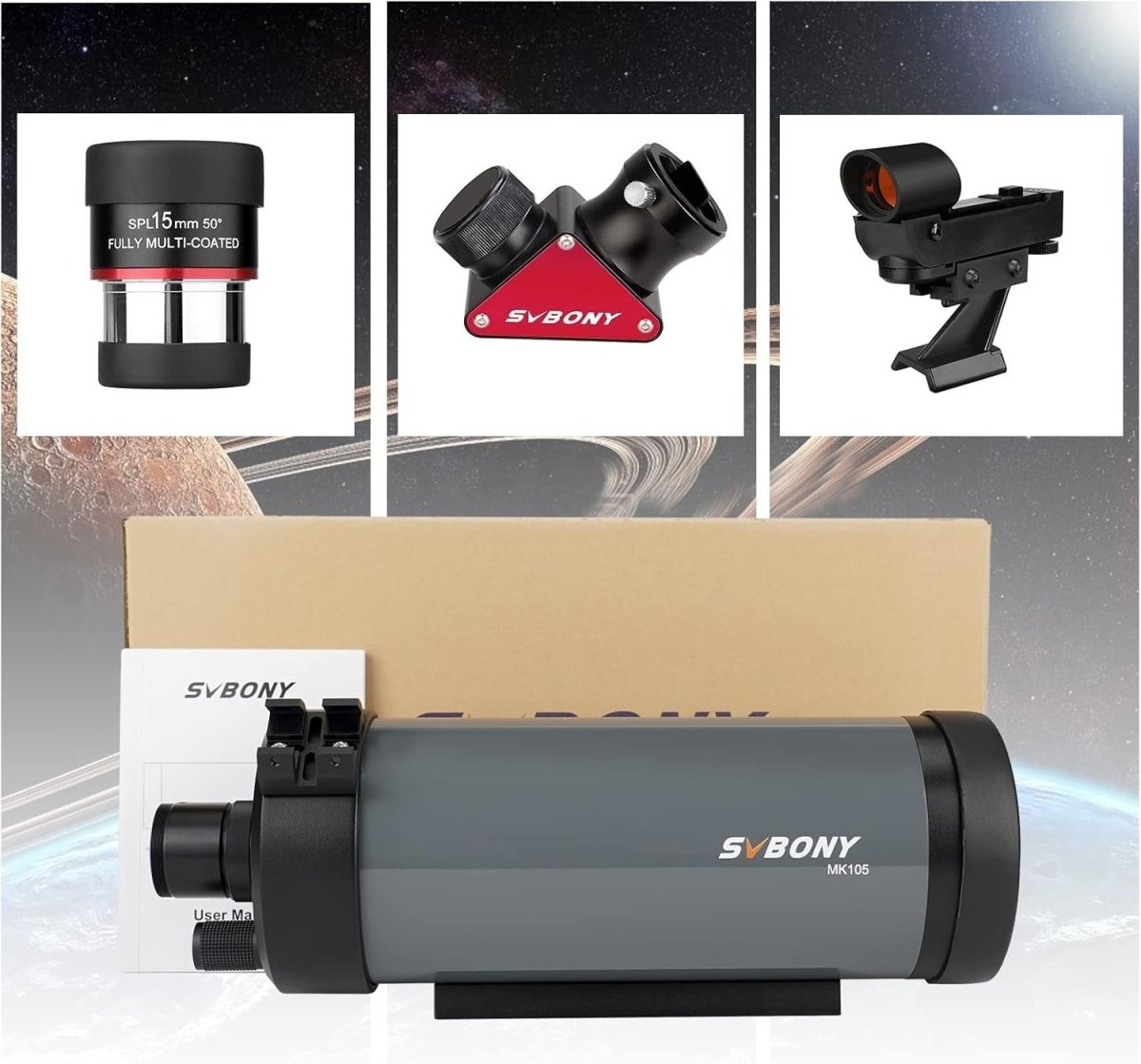 Premium Maksutov Telescope 105mm F13 Long Range Planet Viewing Scope - Kwikley