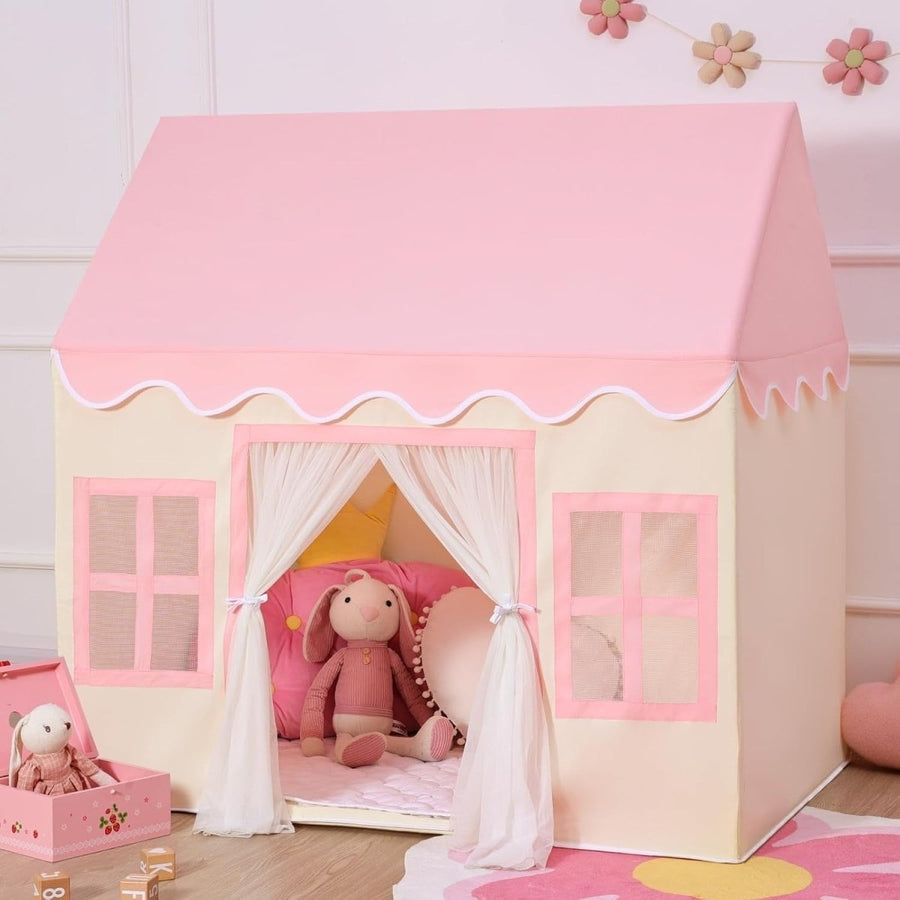 Princess Kids Play Tent Large Indoor Outdoor Castle Playhouse With Mat - Kwikley