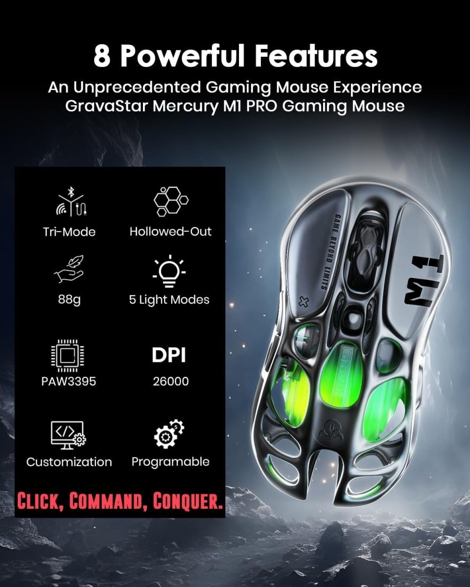 Pro Wireless Gaming Mouse 26000 DPI 200H Battery RGB 3 Mode - Kwikley