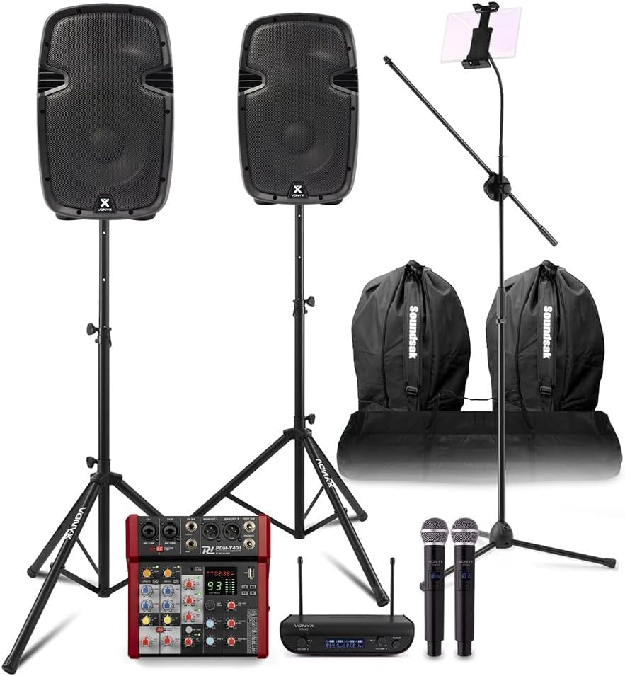 Professional Karaoke System w/ 10" Speakers, Mixer & Bluetooth VONYX SPJ - 1000ABT - Kwikley