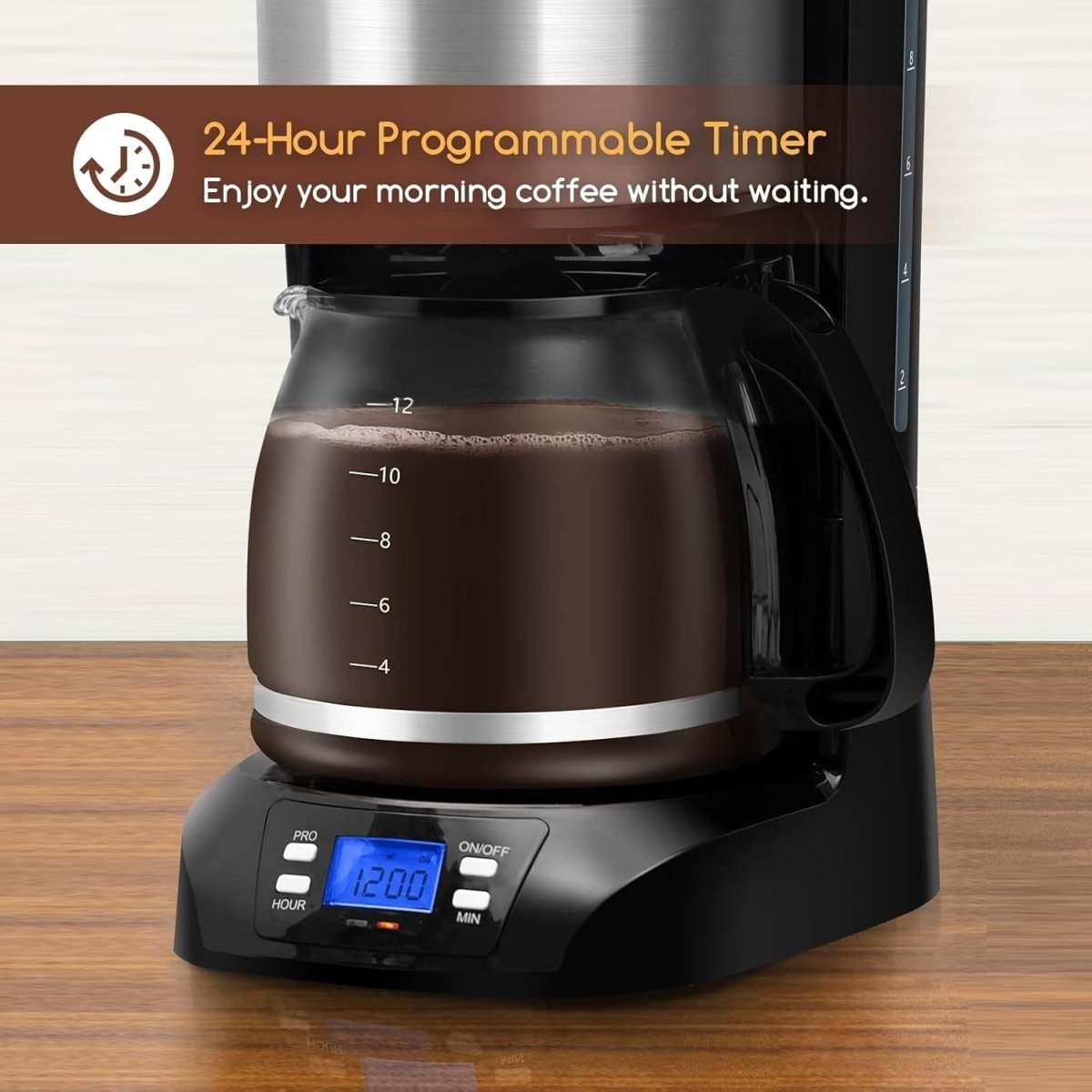 Programmable Filter Coffee Machine 1.5L | 24hr Timer | Anti - Drip | Keep Warm - Kwikley