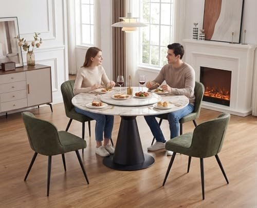 PU Leather Dining Chairs Set of 2 Quilted Modern Kitchen Green - Kwikley