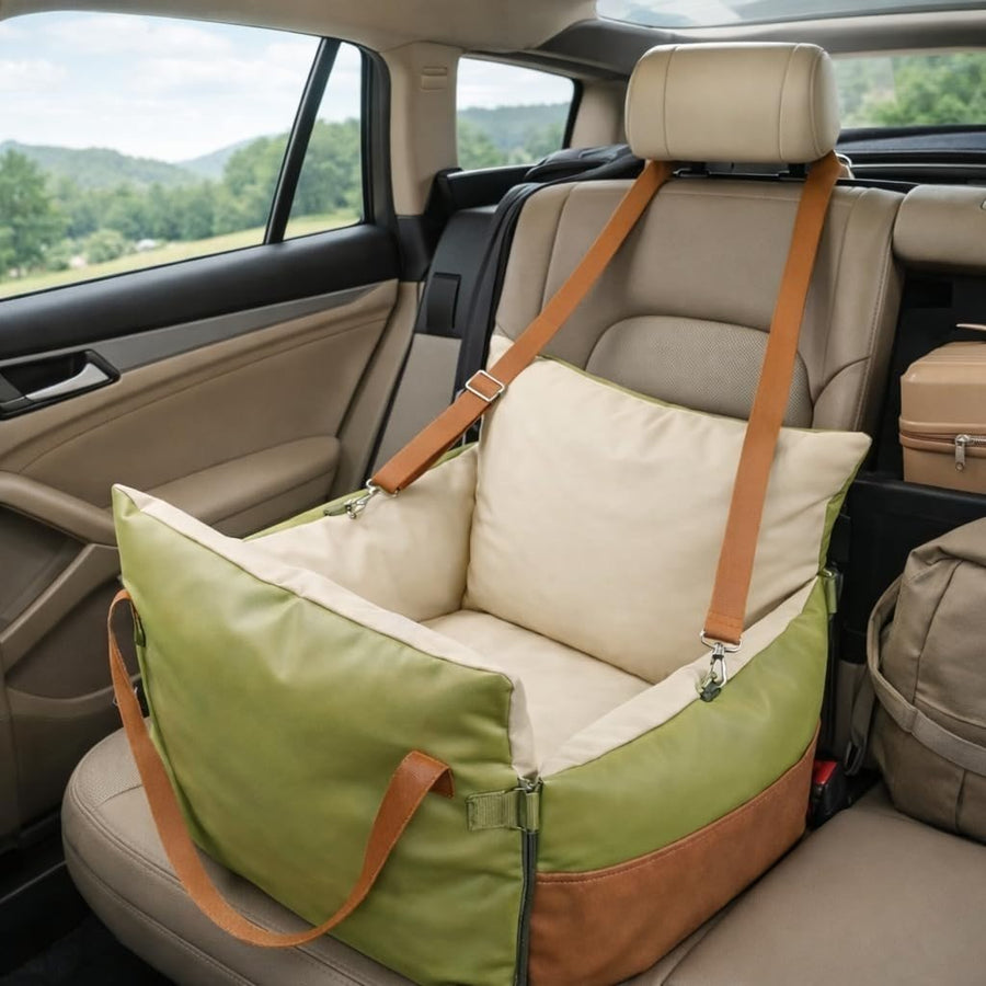 PU Leather Dog Car Seat Booster Bed Safety Travel Carrier Medium Pet - Kwikley