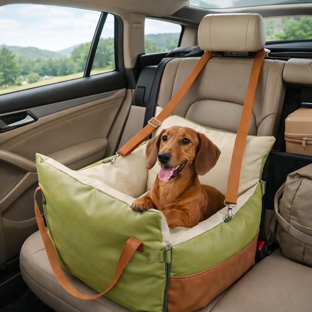 PU Leather Dog Car Seat Booster Bed Safety Travel Carrier Medium Pet - Kwikley