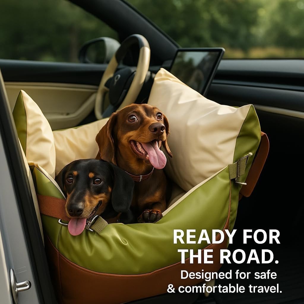 PU Leather Dog Car Seat Booster Bed Safety Travel Carrier Medium Pet - Kwikley