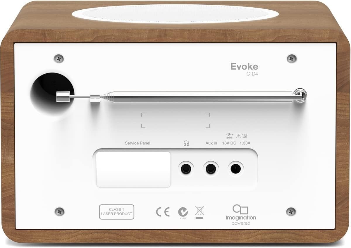 Pure Evoke C - D4 CD Player DAB+ FM Internet Radio Bluetooth Alarm Timer Walnut - Kwikley
