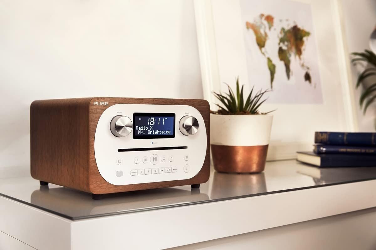 Pure Evoke C - D4 CD Player DAB+ FM Internet Radio Bluetooth Alarm Timer Walnut - Kwikley