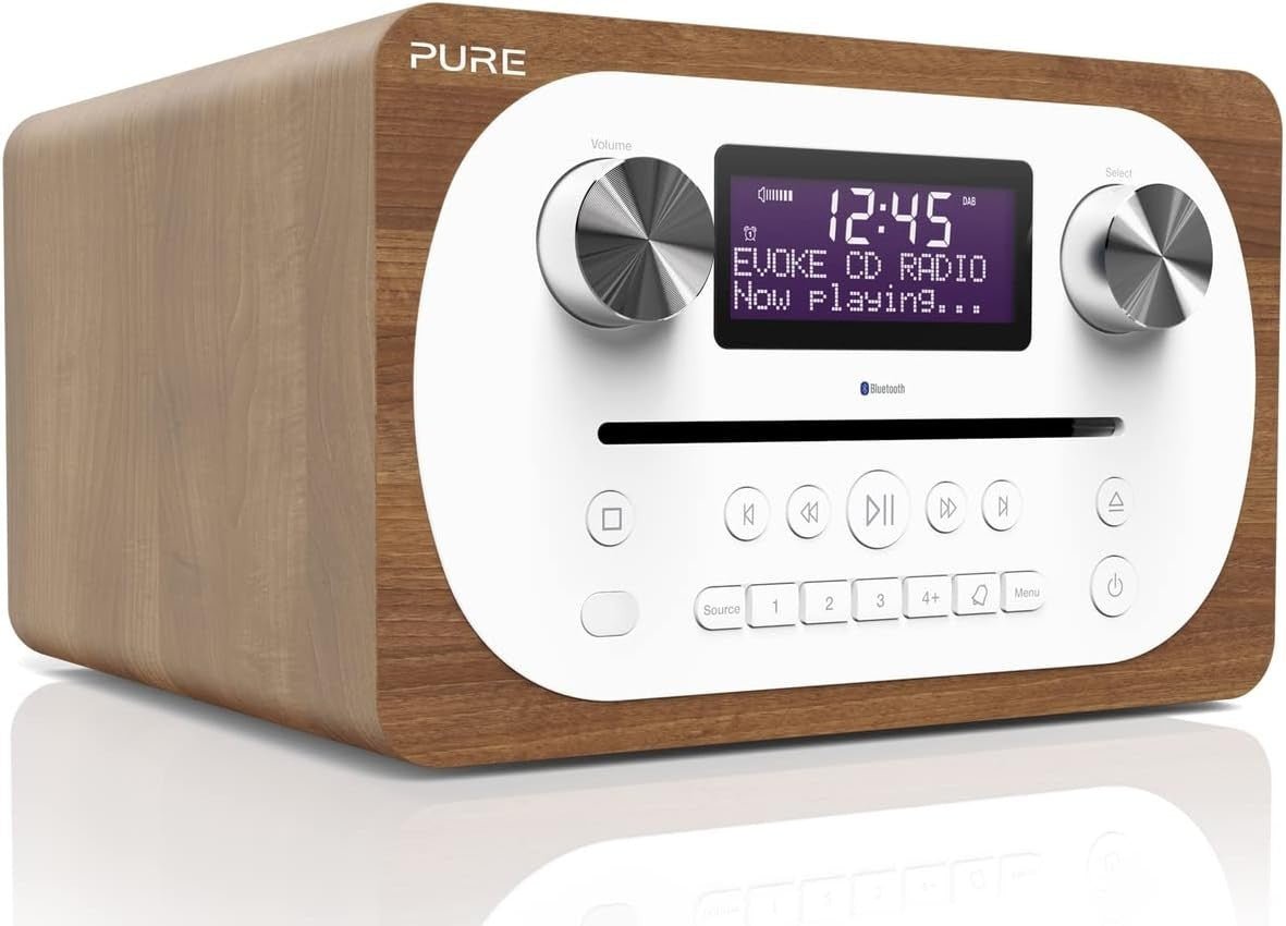 Pure Evoke C - D4 CD Player DAB+ FM Internet Radio Bluetooth Alarm Timer Walnut - Kwikley