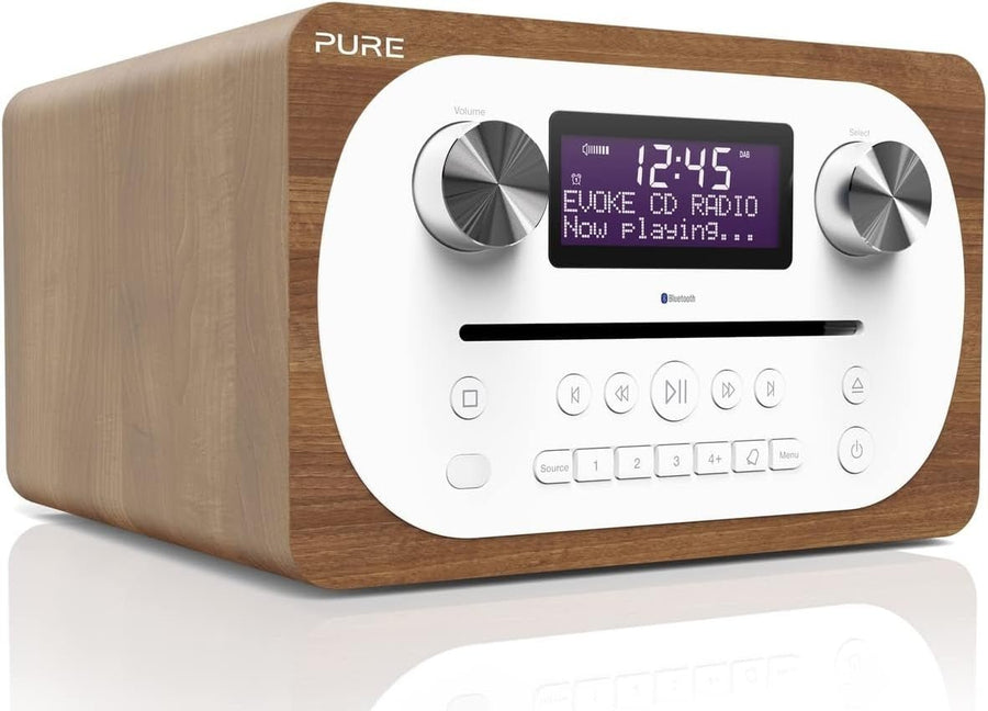 Pure Evoke C - D4 CD Player DAB+ FM Internet Radio Bluetooth Alarm Timer Walnut - Kwikley