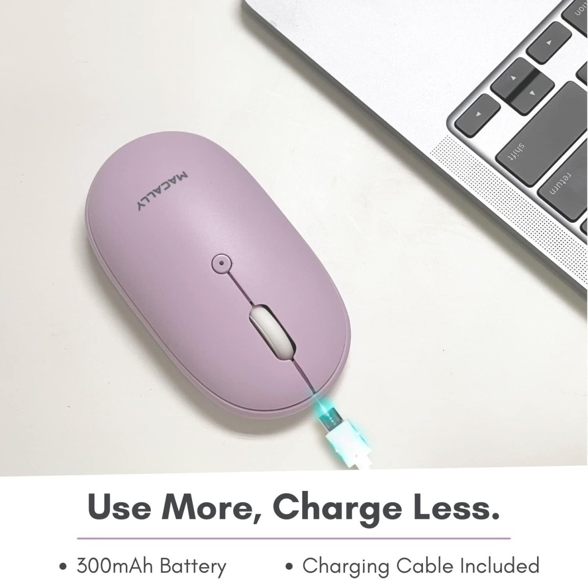 Purple Bluetooth Wireless Mouse Rechargeable Silent Laptop PC - Kwikley