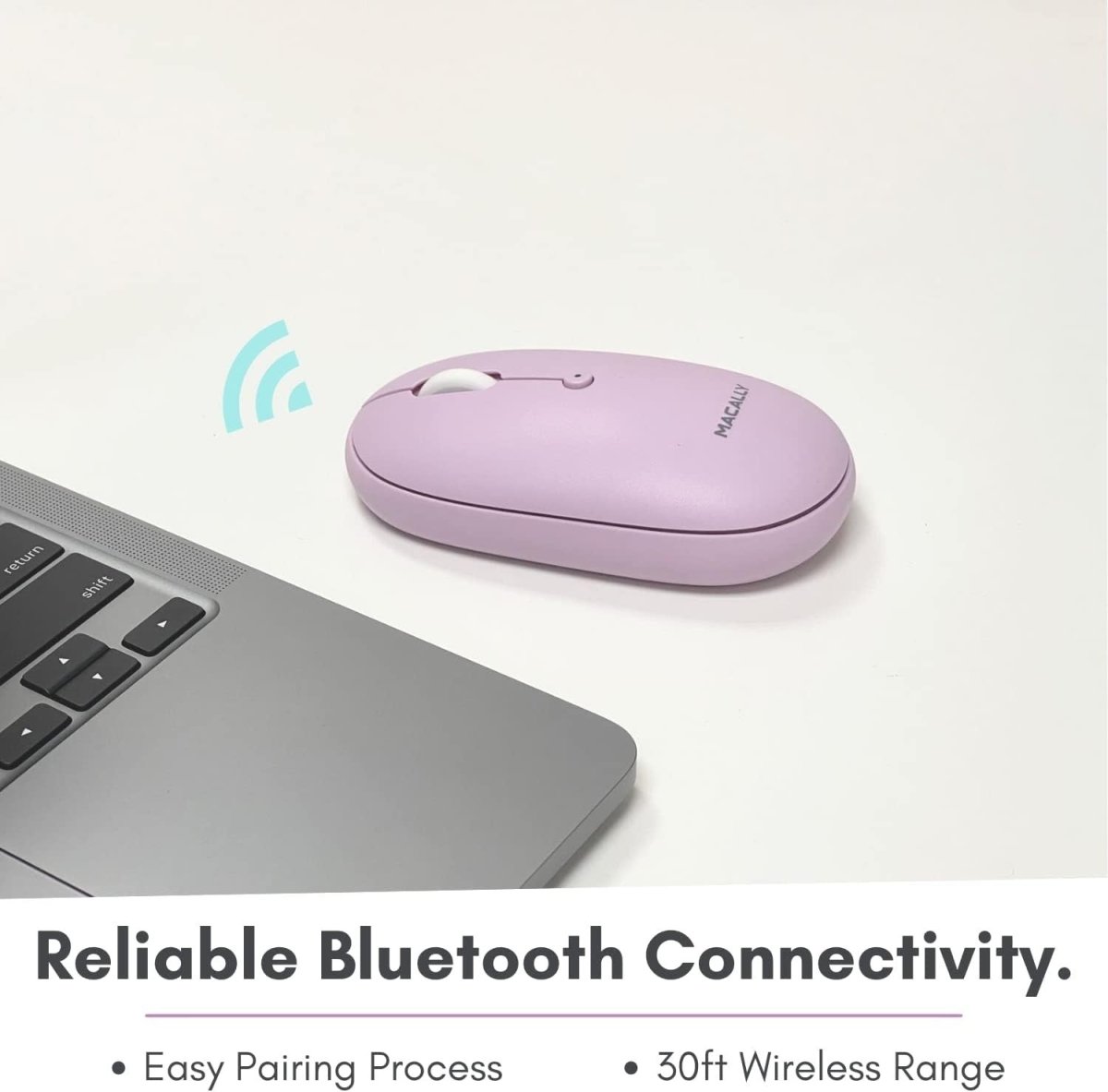 Purple Bluetooth Wireless Mouse Rechargeable Silent Laptop PC - Kwikley