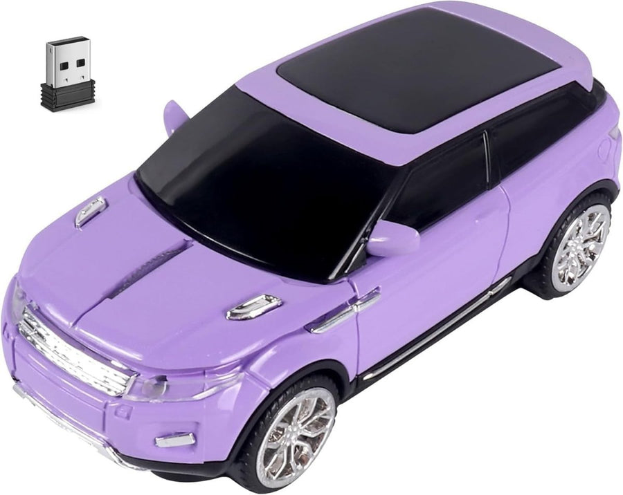 Purple Car Shape Wireless Mouse USB 1600DPI LED Silent Gaming - Kwikley