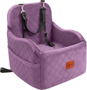 Purple Dog Booster Car Seat Elevated Travel Bed Washable 30lb Pet - Kwikley