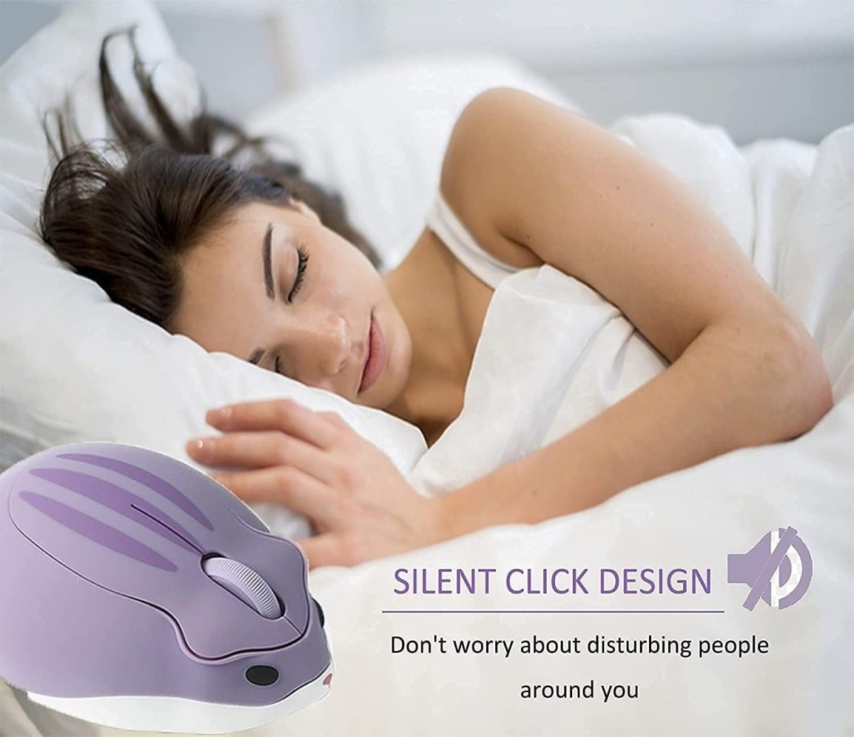 Purple Hamster Wireless Mouse Silent 1200DPI Cute USB Laptop PC - Kwikley