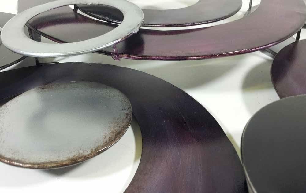 Purple Linked Circle Metal Wall Art Abstract Disc Decor - Kwikley