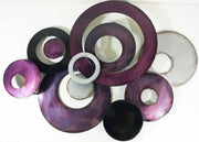 Purple Linked Circle Metal Wall Art Abstract Disc Decor - Kwikley