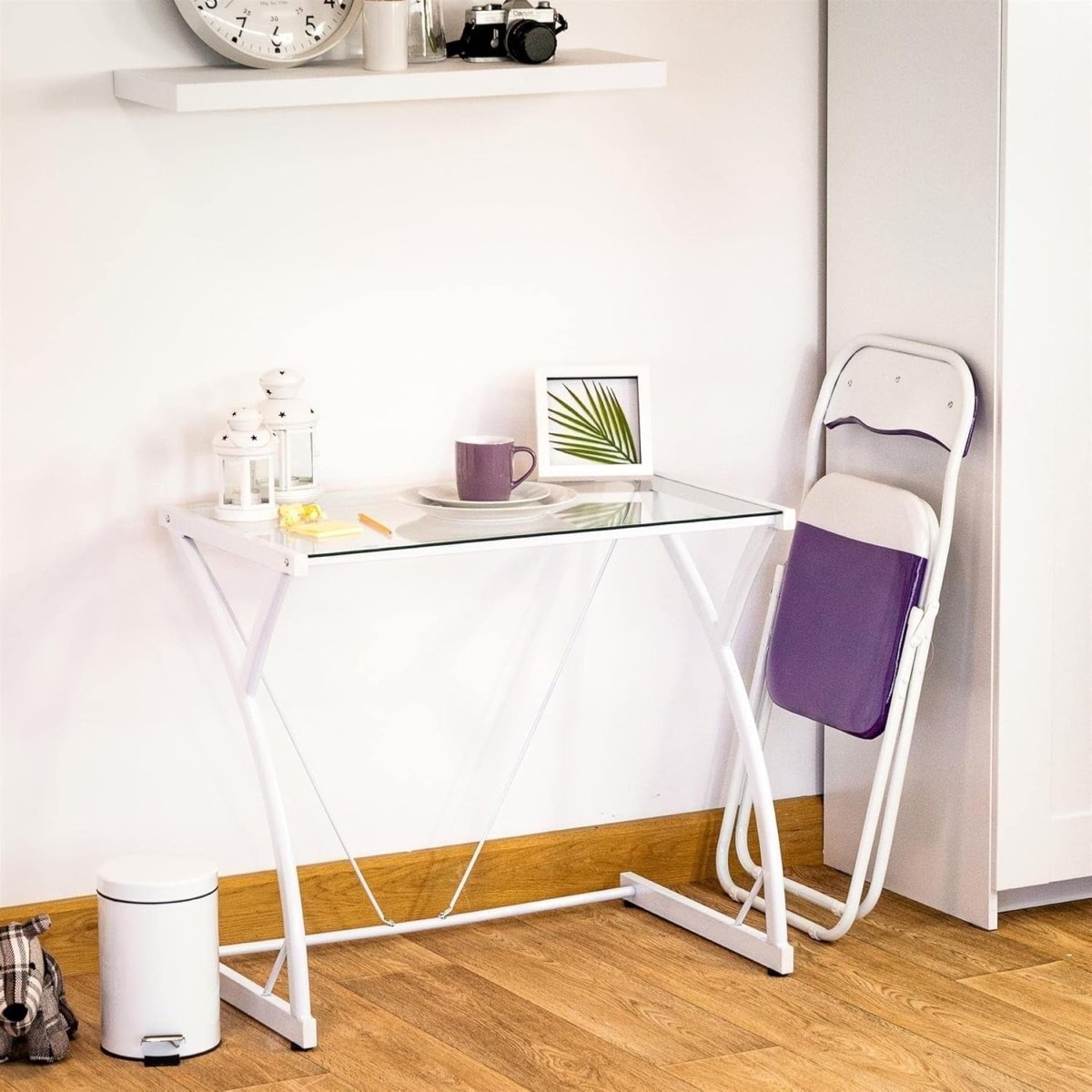 Purple Padded Folding Chairs Set of 6 – Foldable Metal Frame Desk Chair - Kwikley