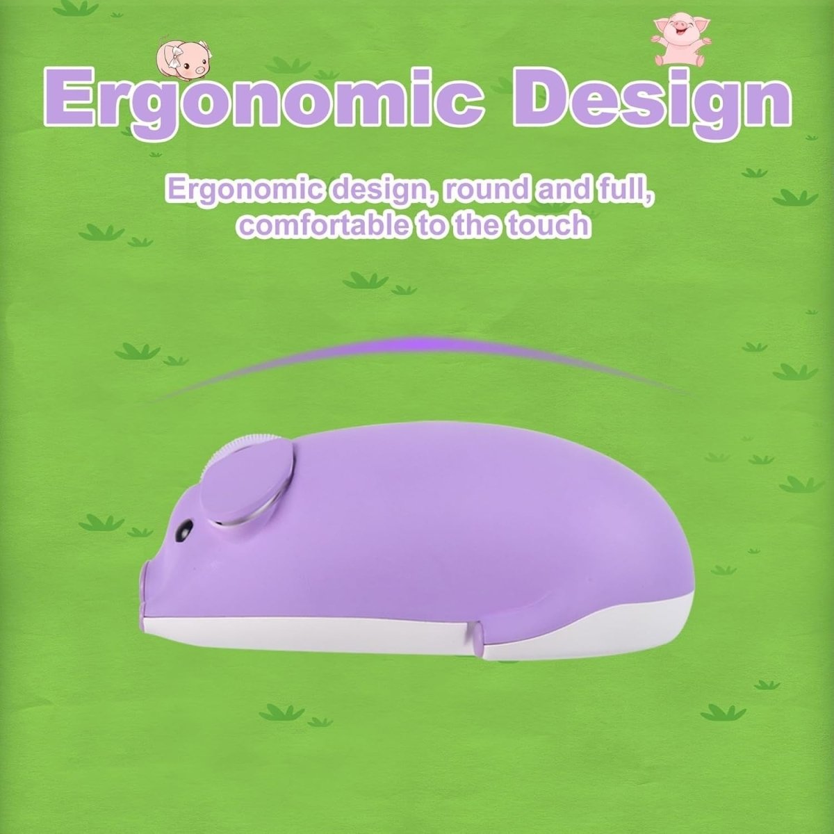 Purple Pig Wireless Mouse Bluetooth 5.1 2.4G Silent 1200DPI - Kwikley