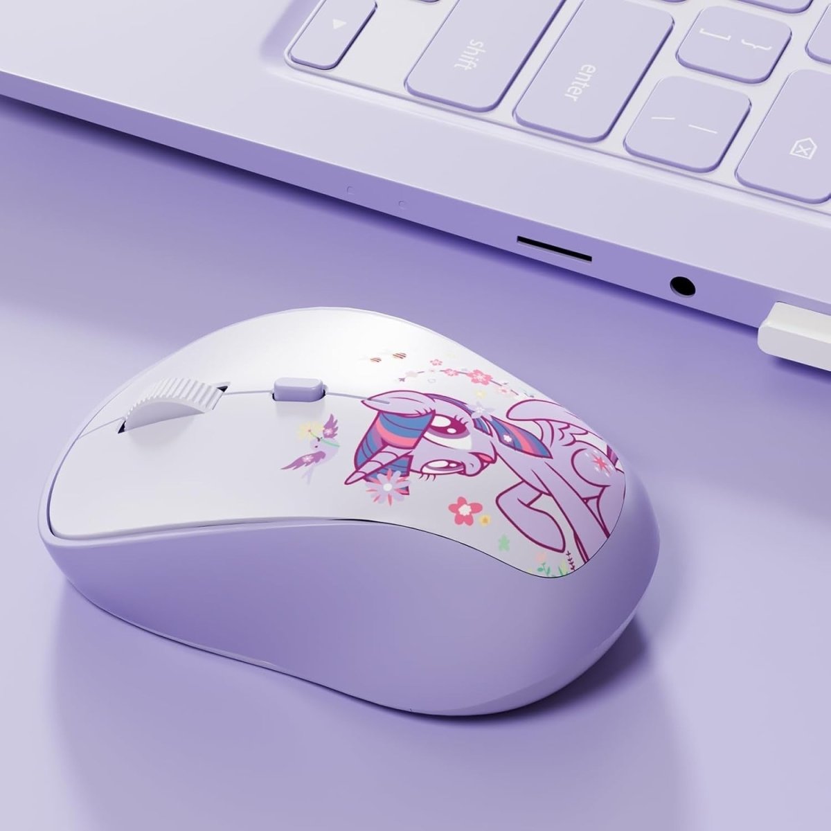 Purple Wireless Mouse Silent 1600DPI Compact Ergonomic USB - Kwikley