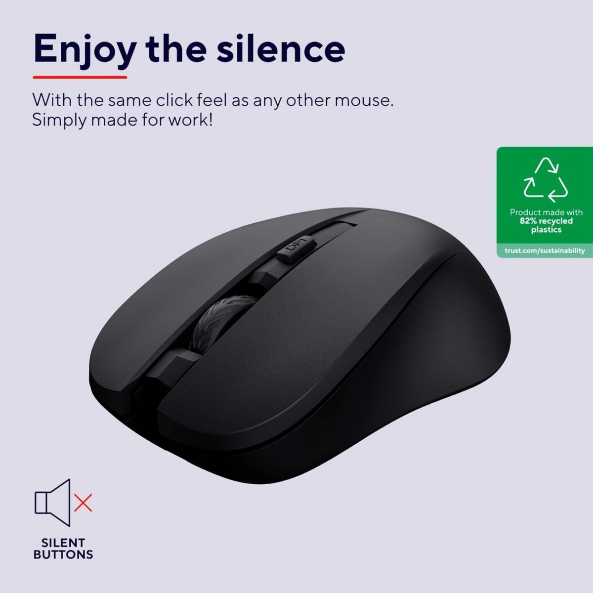 Quiet Wireless Mouse 2.4GHz Adjustable DPI USB Laptop PC - Kwikley