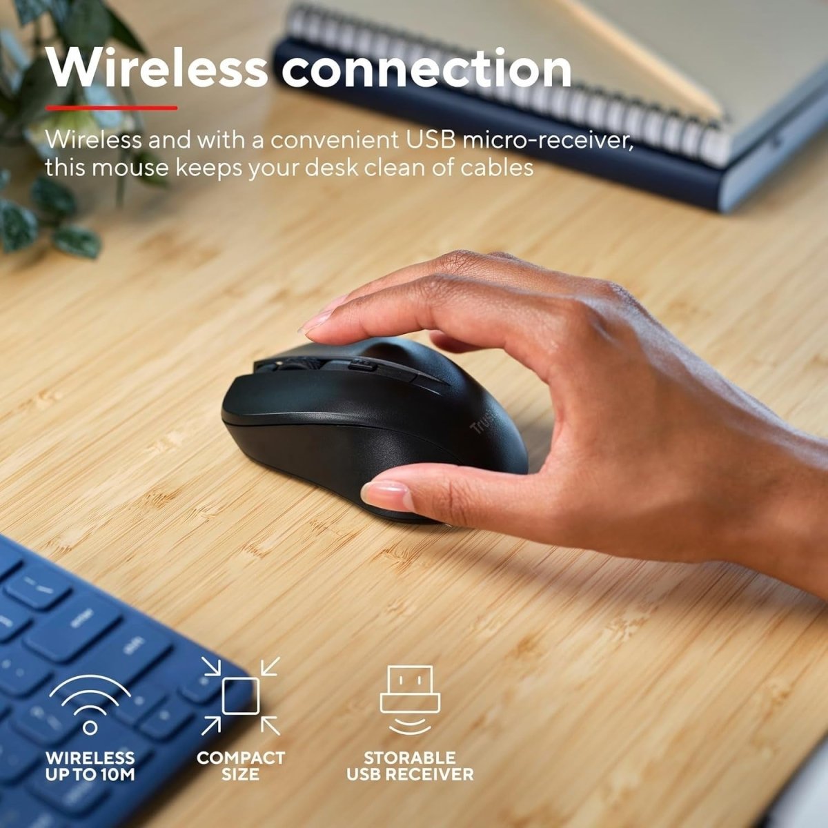 Quiet Wireless Mouse 2.4GHz Adjustable DPI USB Laptop PC - Kwikley