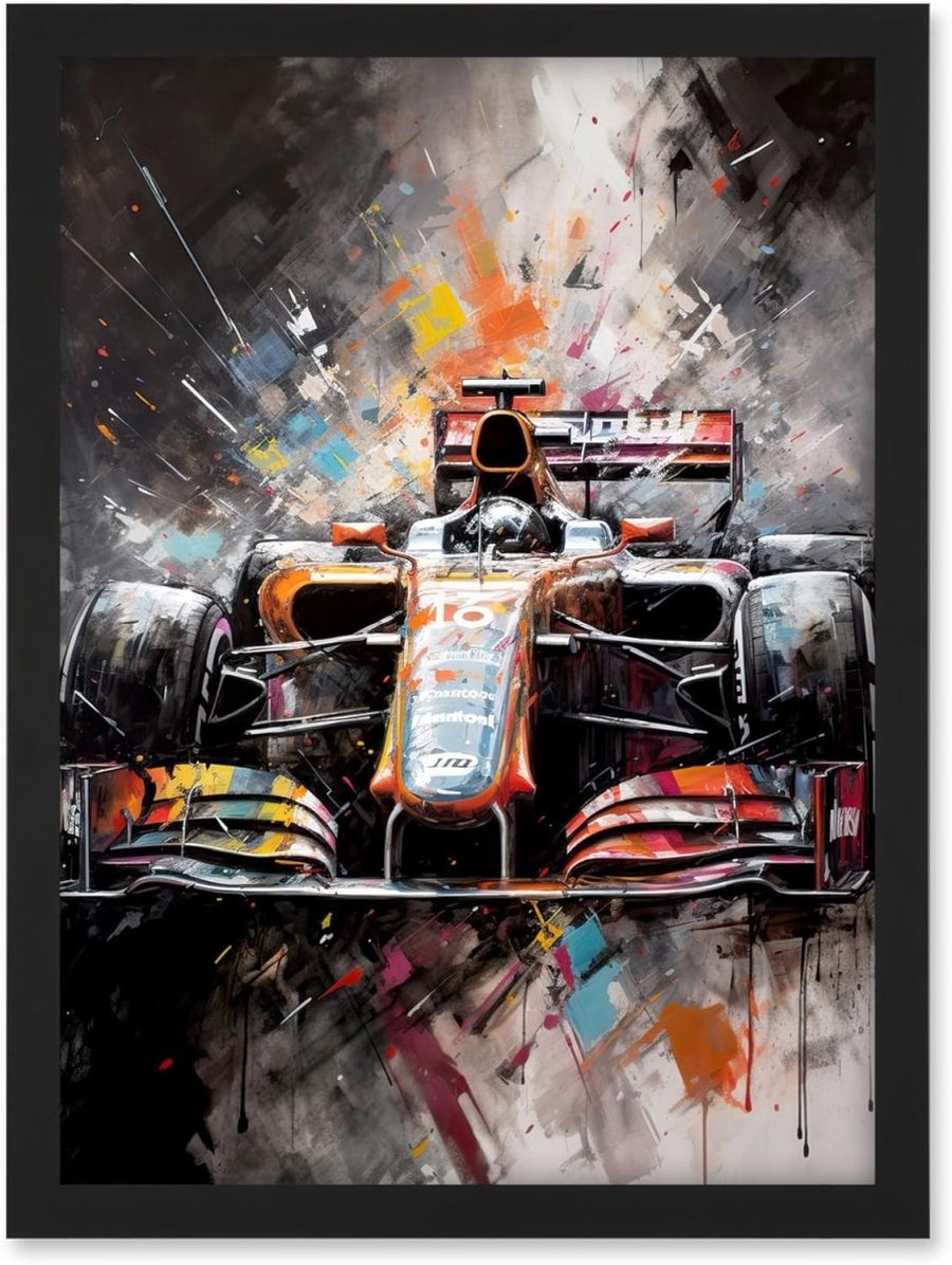 Race Car Grand Prix Framed A3 Wall Art Print Modern - Kwikley