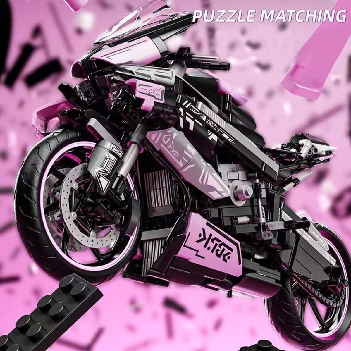 Racing Motorcycle Building Blocks Kit – 1985 Pieces, Display Model, 45x27cm - Kwikley