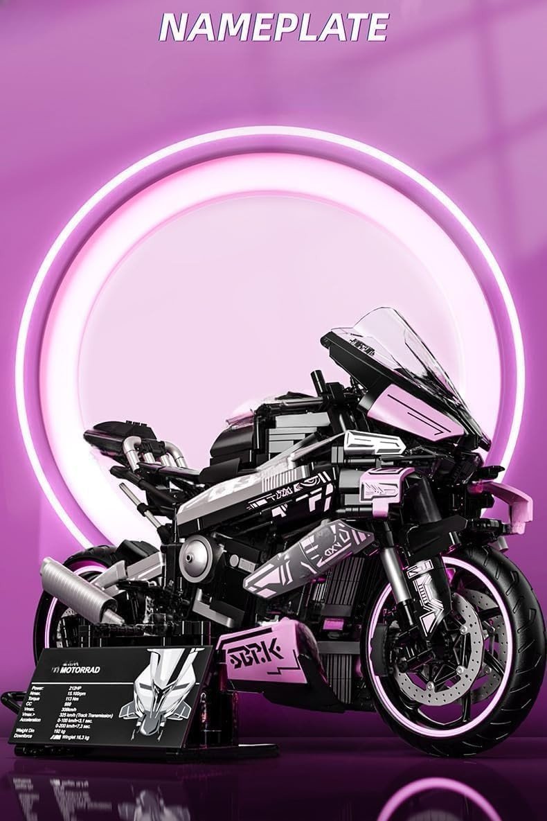 Racing Motorcycle Building Blocks Kit – 1985 Pieces, Display Model, 45x27cm - Kwikley