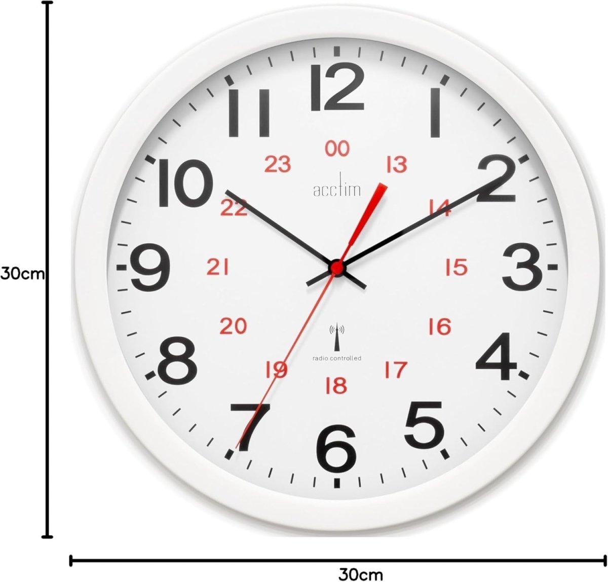 Radio Controlled Wall Clock 12 - Inch 30cm Silent Home Kitchen Office - Kwikley