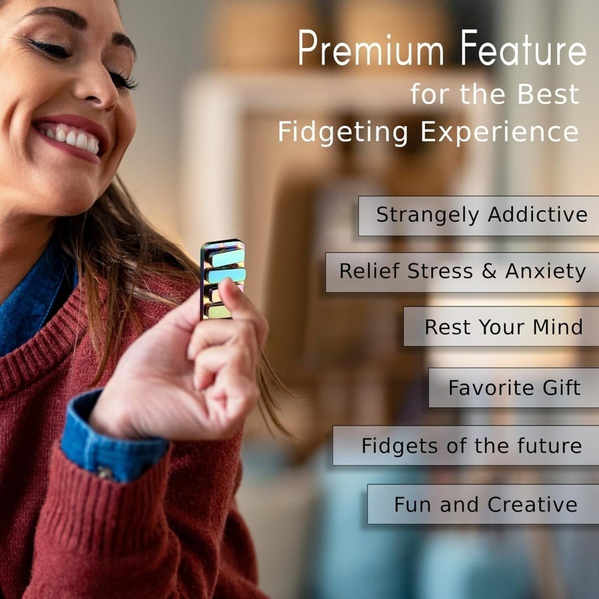Rainbow Metal Magnetic Fidget Slider Quiet Click Stress Relief EDC - Kwikley