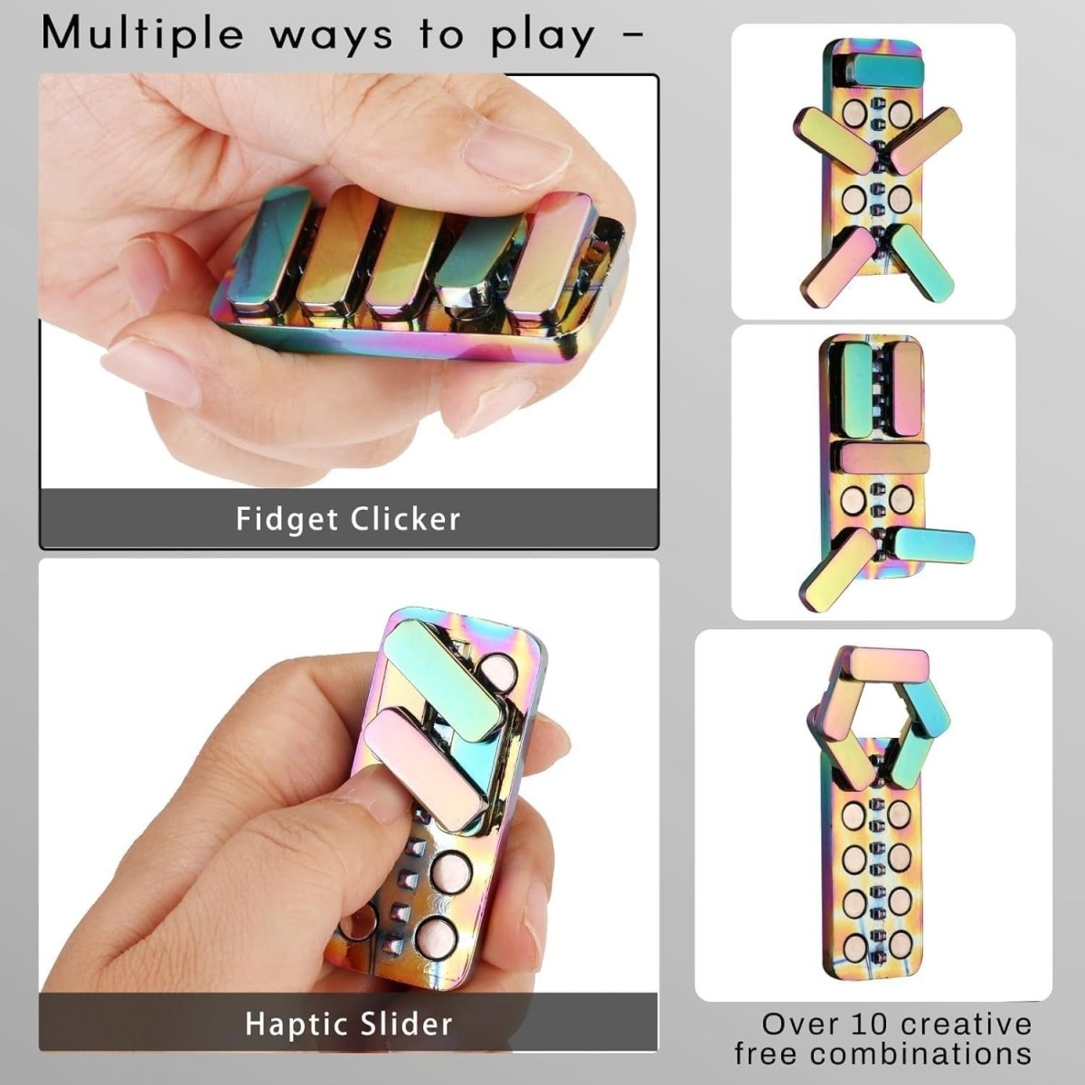 Rainbow Metal Magnetic Fidget Slider Quiet Click Stress Relief EDC - Kwikley