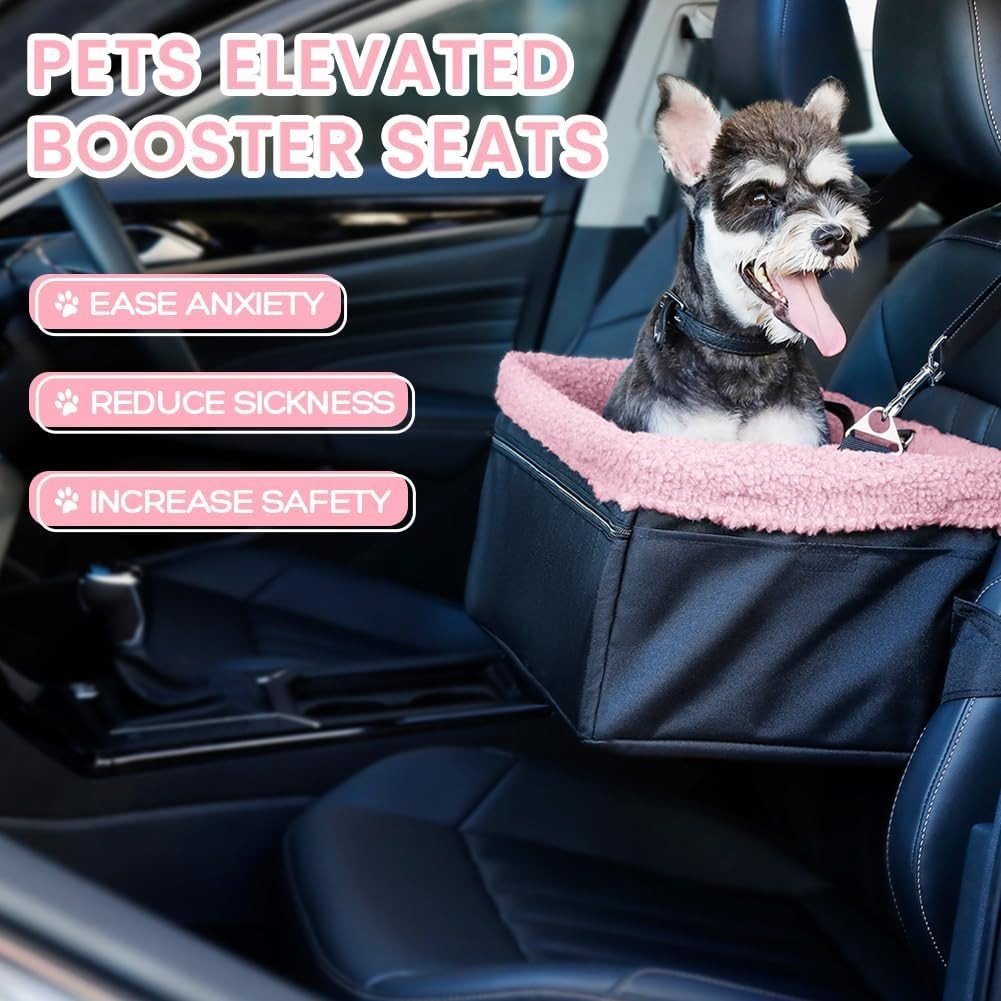 Raised Dog Booster Car Seat Metal Frame Pet Carrier Bed Up to 20lbs - Kwikley