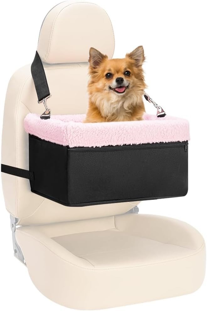Raised Dog Booster Car Seat Metal Frame Pet Carrier Bed Up to 20lbs - Kwikley